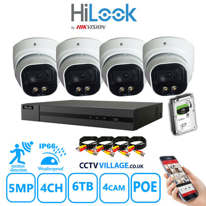 Full IP CCTV System 5MP Kit 4CH Hilook NVR Hizone White Cameras and HDD Special Offer