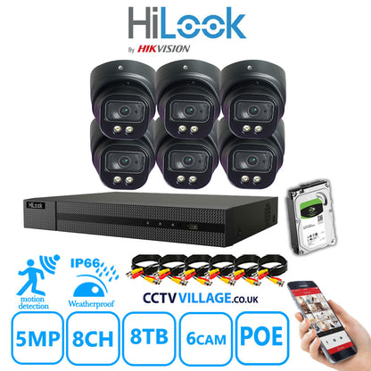 Full IP CCTV System 5MP Kit 8CH Hilook NVR Hizone Black Cameras and HDD Special Offer