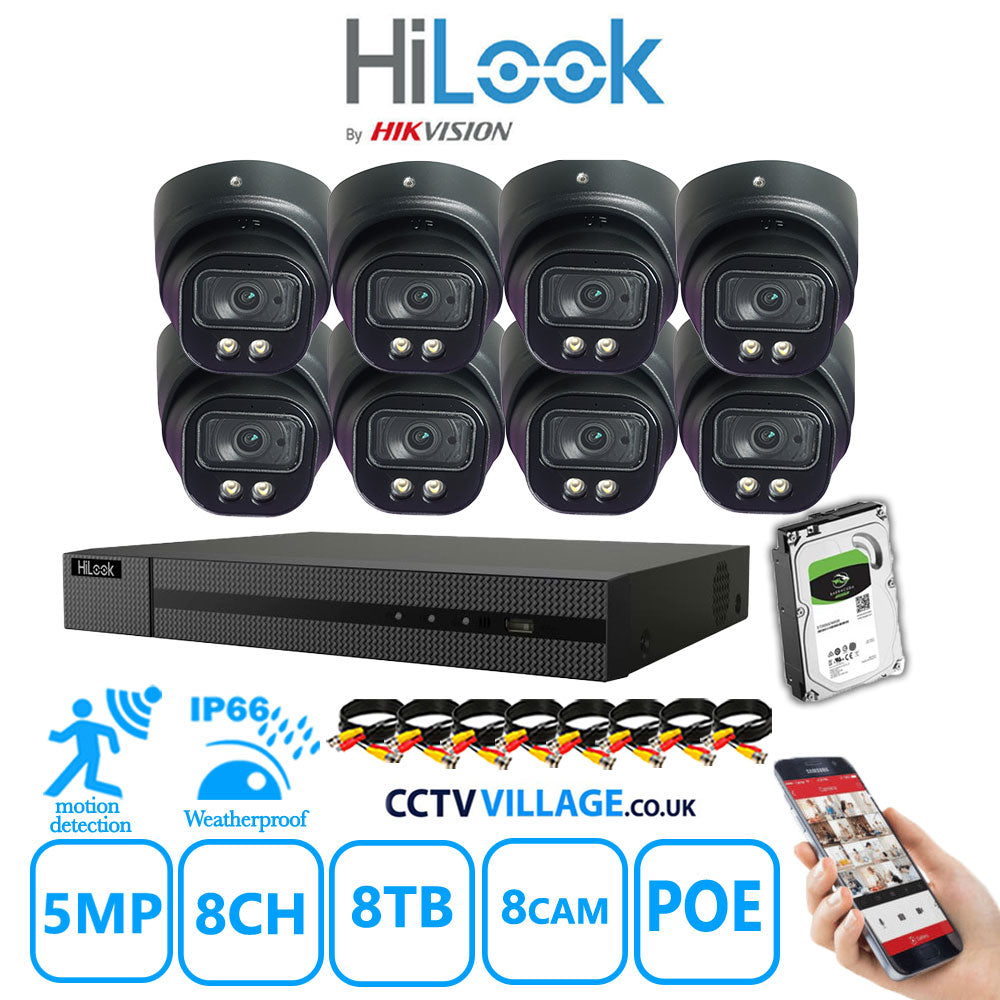 Full IP CCTV System 5MP Kit 8CH Hilook NVR Hizone Black Cameras and HDD Special Offer