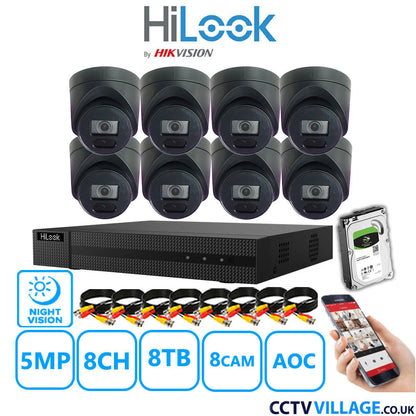 Hilook DVR 8CH and 5MP Hizone IR Night Vision Camera Black Full Kit Special Offer