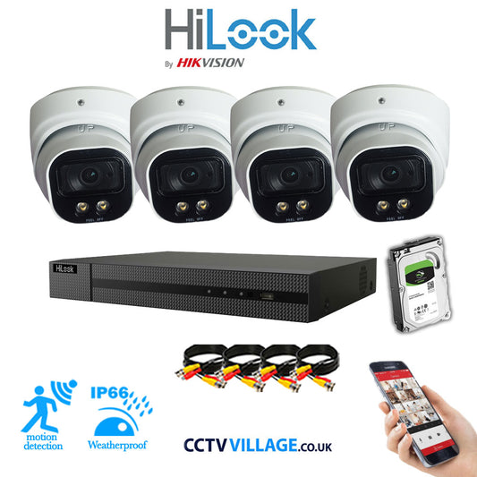 Full IP CCTV System 5MP Kit 4CH Hilook NVR Hizone White Cameras and HDD Special Offer