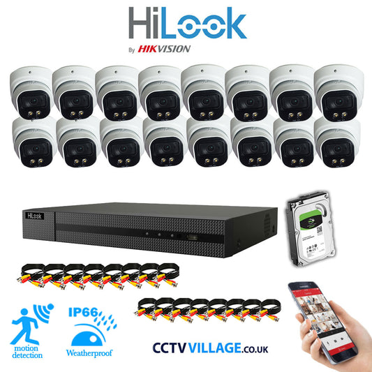 Full IP CCTV System 5MP Kit 16CH Hilook NVR Hizone White Cameras and HDD Special Offer