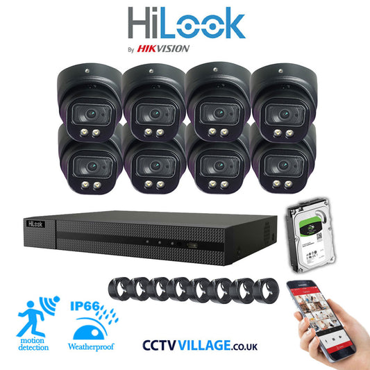 Full IP CCTV System 5MP Kit 8CH Hilook NVR Hizone Black Cameras and HDD Special Offer