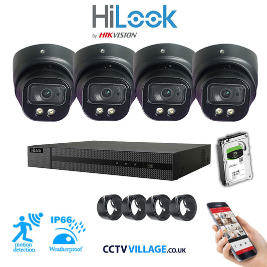 Full IP CCTV System 8MP Kit 4CH Hilook NVR Hizone Black Cameras and HDD Special Offer