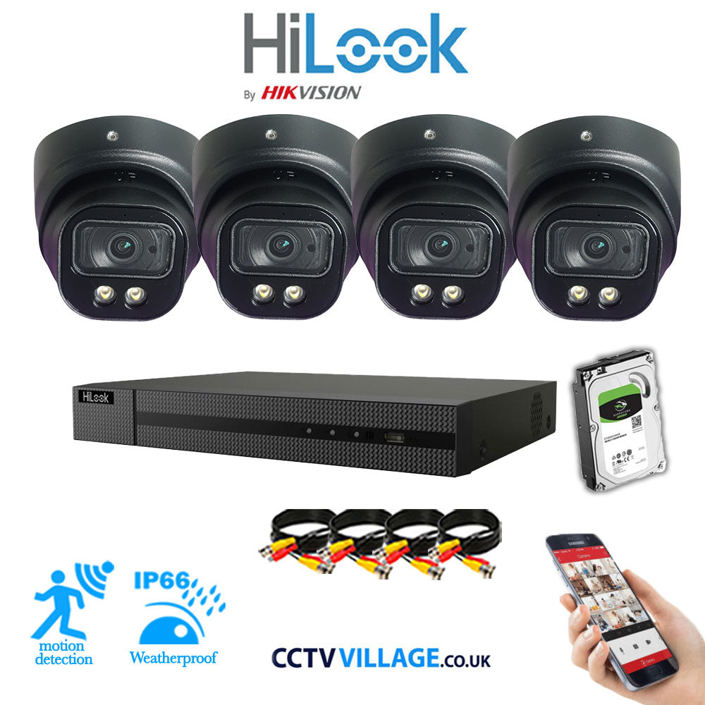 Full IP CCTV System 5MP Kit 4CH Hilook NVR Hizone Black Cameras and HDD Special Offer