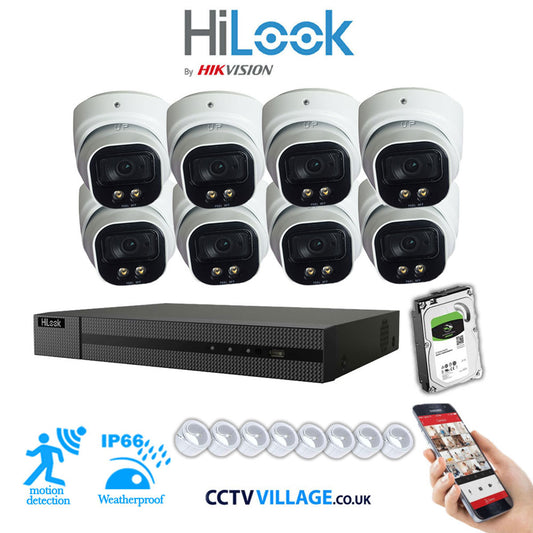 Full IP CCTV System 5MP Kit 8CH Hilook NVR Hizone White Cameras and HDD Special Offer