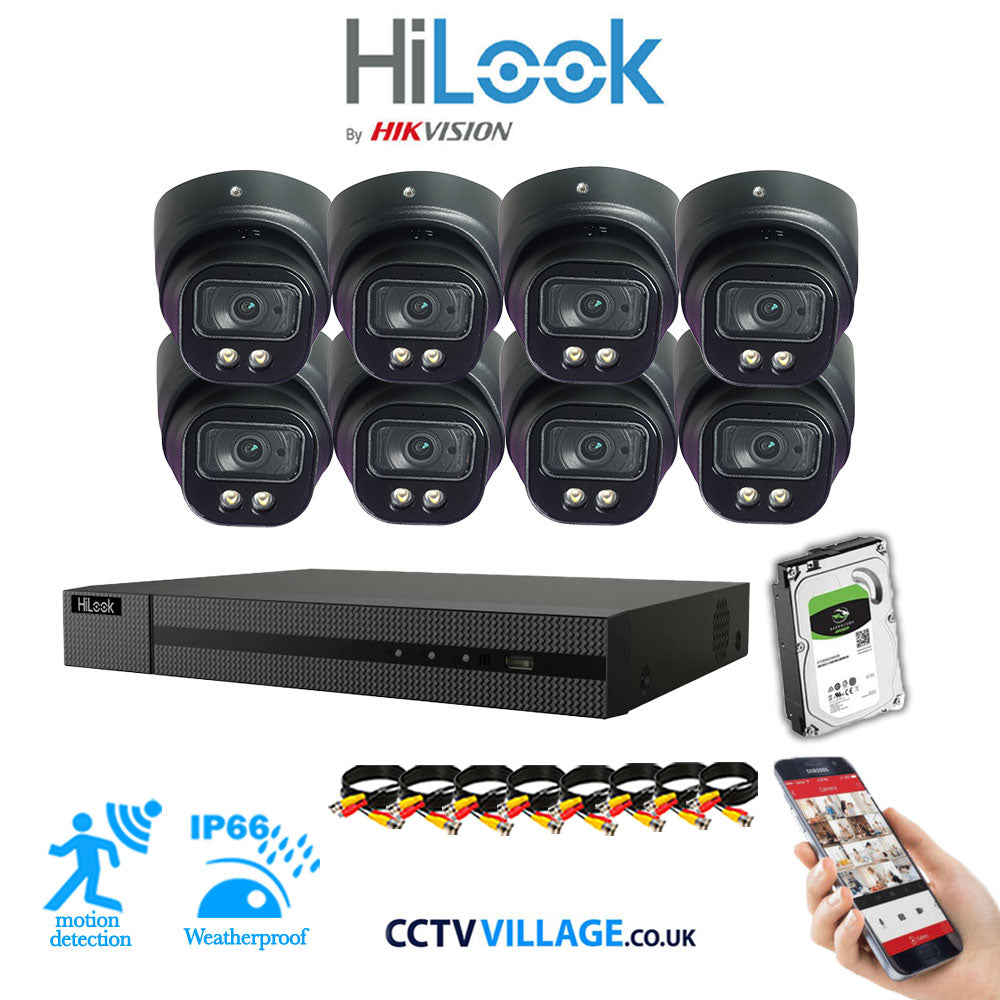 Full IP CCTV System 5MP Kit 8CH Hilook NVR Hizone Black Cameras and HDD Special Offer