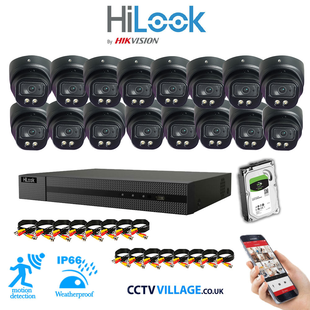 Full IP CCTV System 5MP Kit 16CH Hilook NVR Hizone Black Cameras and HDD Special Offer