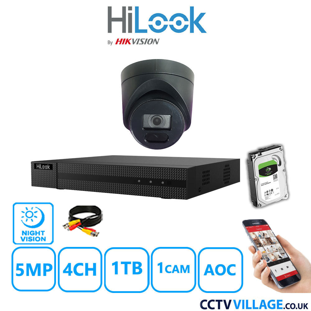 Hilook DVR 4CH and 5MP Hizone IR Night Vision Camera Black Full Kit Special Offer