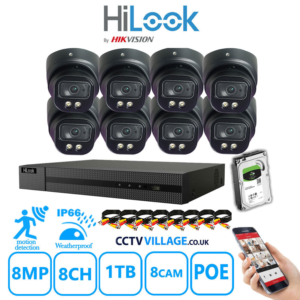 Full IP CCTV System 8MP Kit 8CH Hilook NVR Hizone Black Cameras and HDD Special Offer