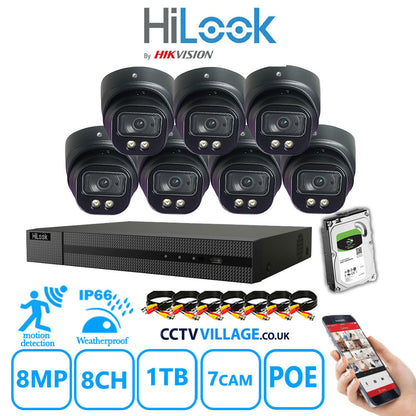 Full IP CCTV System 8MP Kit 8CH Hilook NVR Hizone Black Cameras and HDD Special Offer