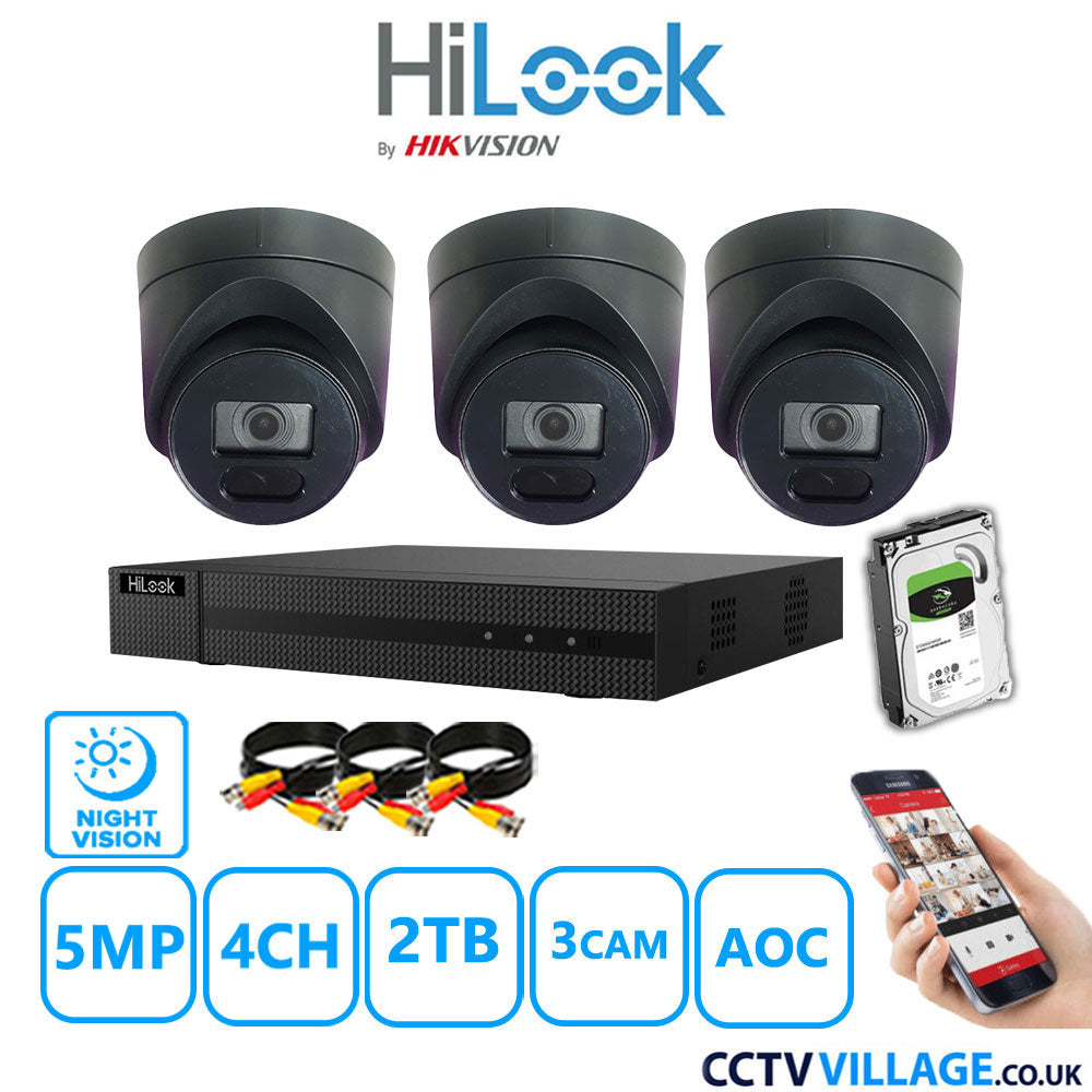 Hilook DVR 4CH and 5MP Hizone IR Night Vision Camera Black Full Kit Special Offer