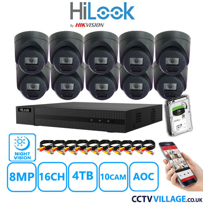 Hilook DVR 16CH and 8MP Hizone IR Night Vision Camera Black Full Kit Special Offer