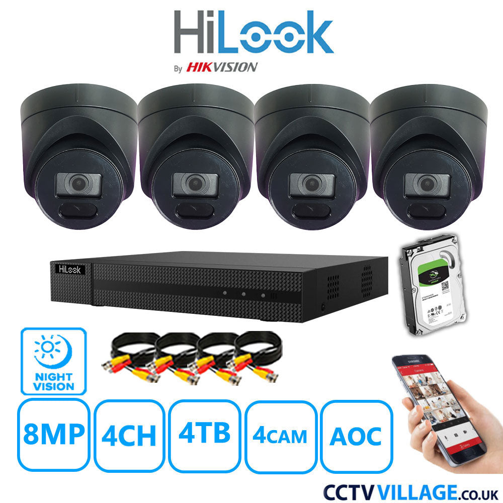 Hilook DVR 4CH and 8MP Hizone IR Night Vision Camera Black Full Kit Special Offer