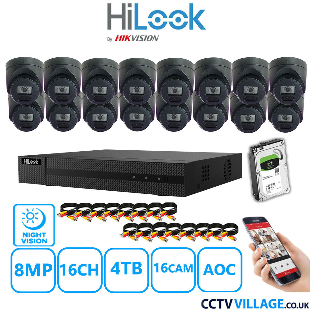 Hilook DVR 16CH and 8MP Hizone IR Night Vision Camera Black Full Kit Special Offer