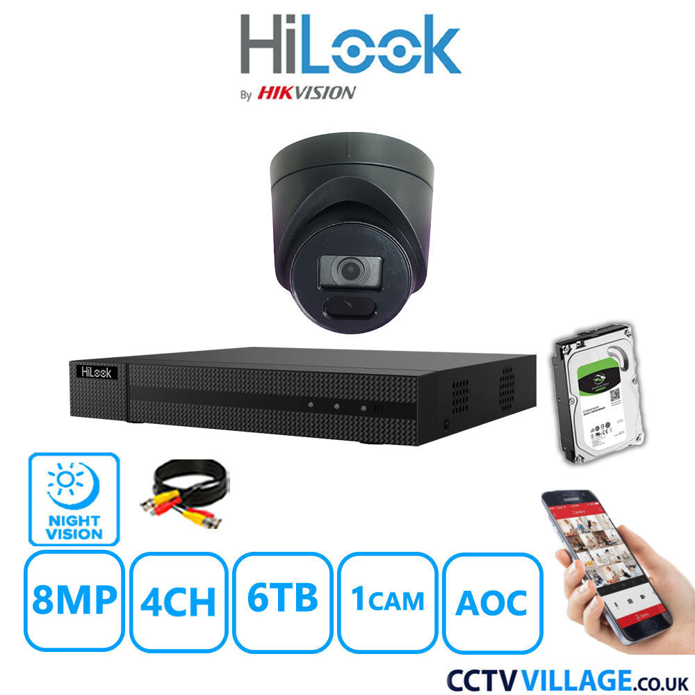 Hilook DVR 4CH and 8MP Hizone IR Night Vision Camera Black Full Kit Special Offer