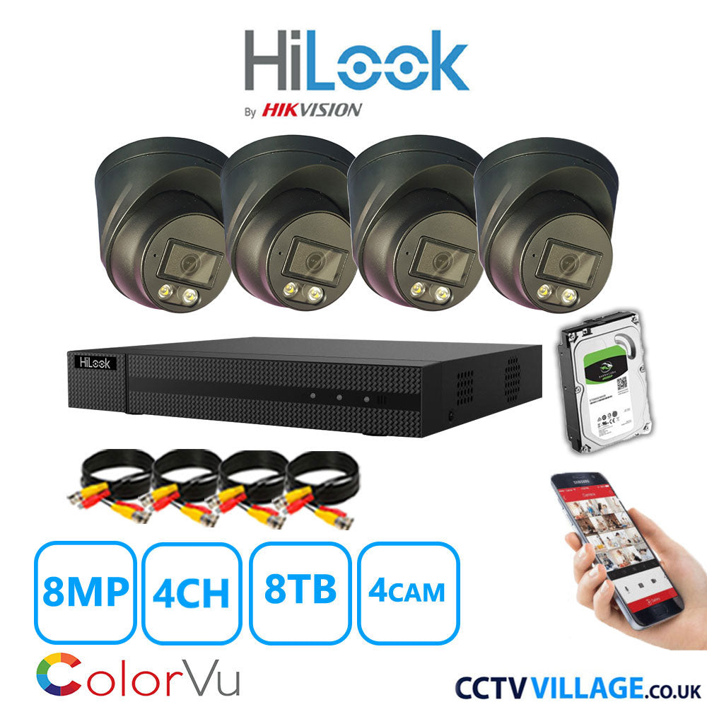 Hilook DVR 4CH and 8MP Hizone Camera Black Full Kit Special Offer