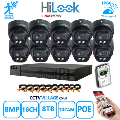 Full IP CCTV System 8MP Kit 16CH Hilook NVR Hizone Black Cameras and HDD Special Offer