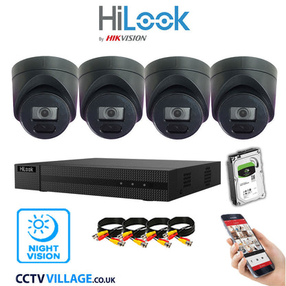 Hilook DVR 4CH and 8MP Hizone IR Night Vision Camera Black Full Kit Special Offer