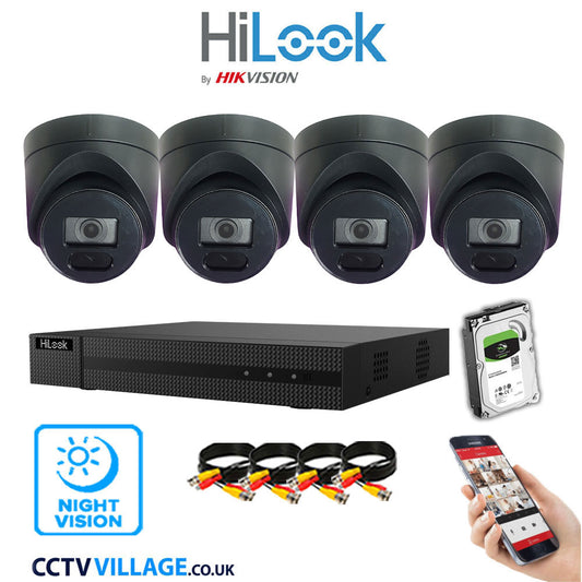 Hilook DVR 4CH and 8MP Hizone IR Night Vision Camera Black Full Kit Special Offer