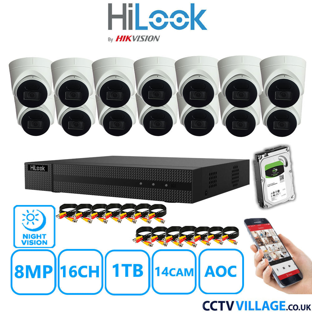 Hilook DVR 16CH and 8MP Hizone IR Night Vision Camera White Full Kit Special Offer