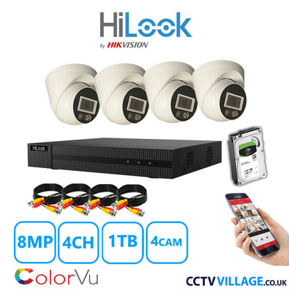 Hilook DVR 4CH and 8MP Hizone Camera White Full Kit Special Offer