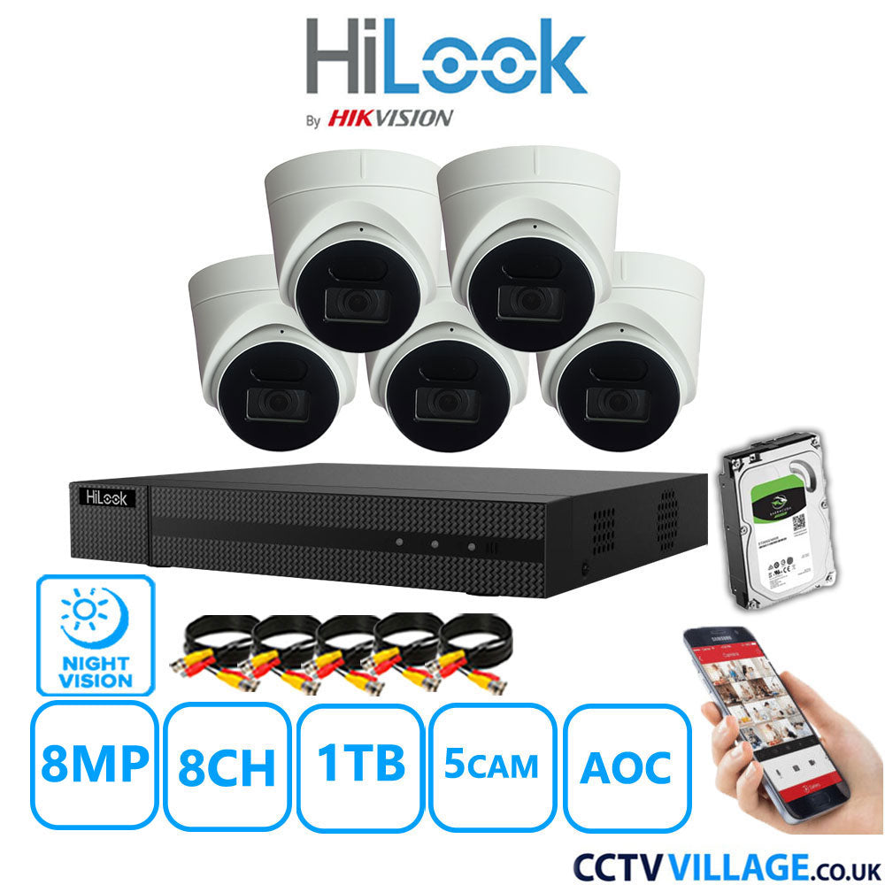 Hilook DVR 8CH and 8MP Hizone IR Night Vision Camera White Full Kit Special Offer