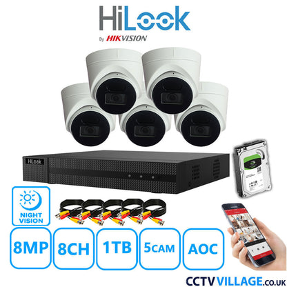 Hilook DVR 8CH and 8MP Hizone IR Night Vision Camera White Full Kit Special Offer