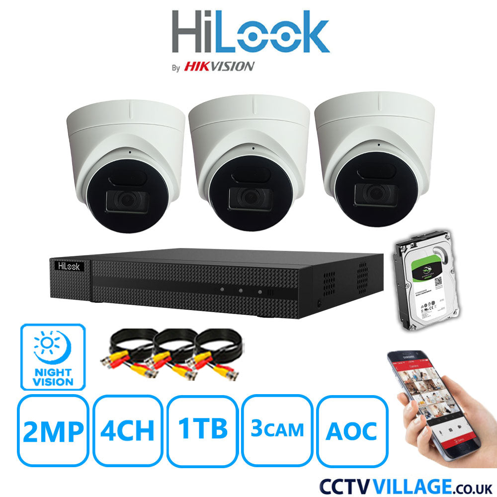 Hilook DVR 4CH and 2MP Hizone IR Night Vision Camera White Full Kit Special Offer