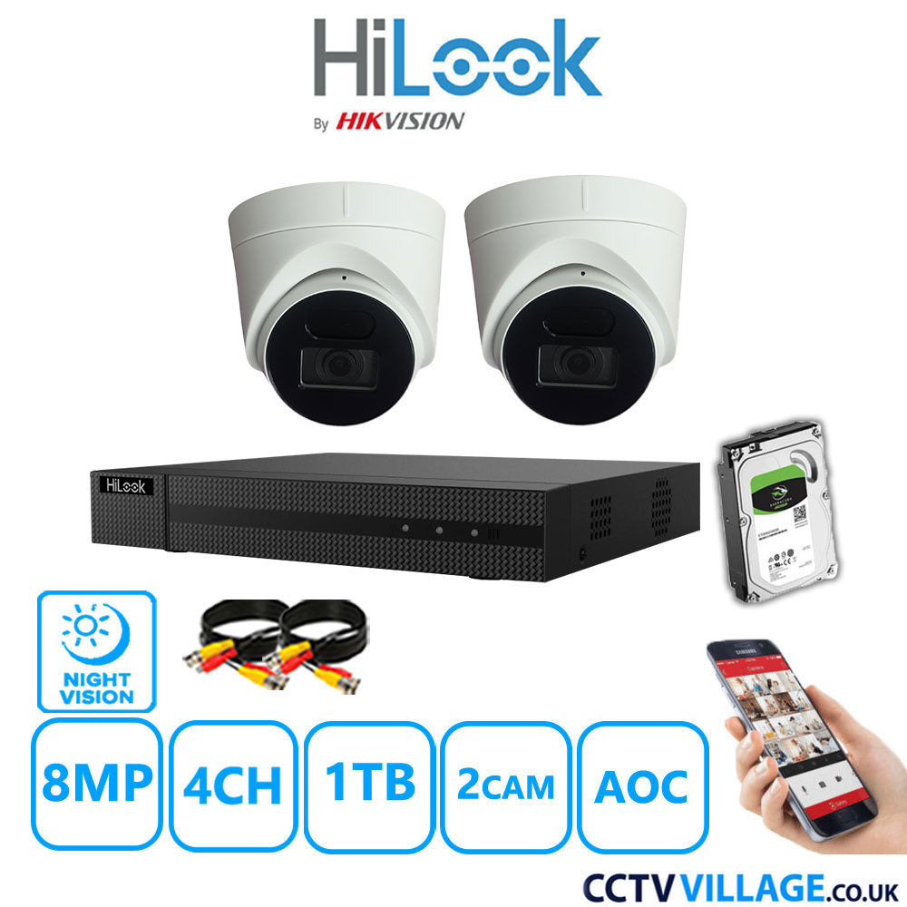 Hilook DVR 4CH and 8MP Hizone IR Night Vision Camera White Full Kit Special Offer