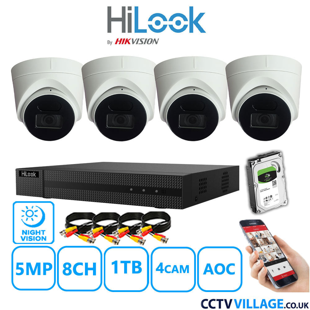 Hilook DVR 8CH and 5MP Hizone IR Night Vision Camera White Full Kit Special Offer