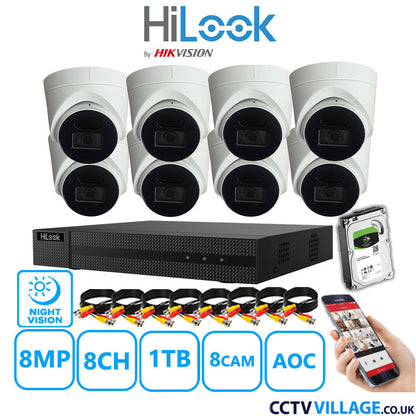 Hilook DVR 8CH and 8MP Hizone IR Night Vision Camera White Full Kit Special Offer