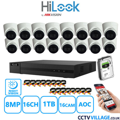 Hilook DVR 16CH and 8MP Hizone IR Night Vision Camera White Full Kit Special Offer