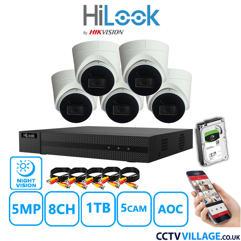 Hilook DVR 8CH and 5MP Hizone IR Night Vision Camera White Full Kit Special Offer