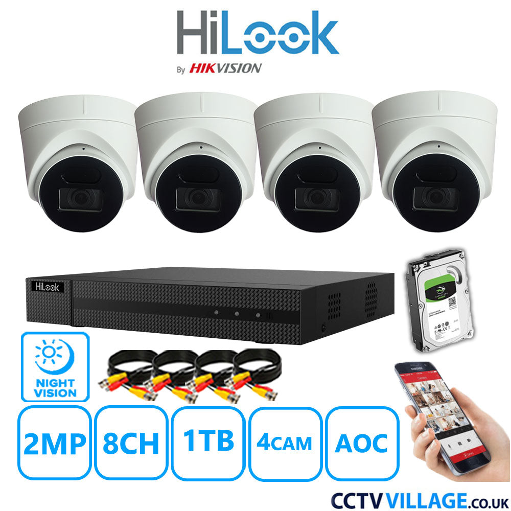 Hilook DVR 8CH and 2MP Hizone IR Night Vision Camera White Full Kit Special Offer