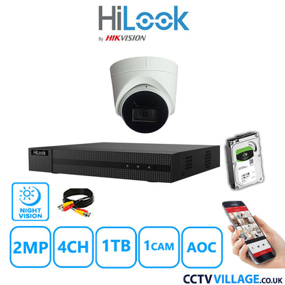 Hilook DVR 4CH and 2MP Hizone IR Night Vision Camera White Full Kit Special Offer