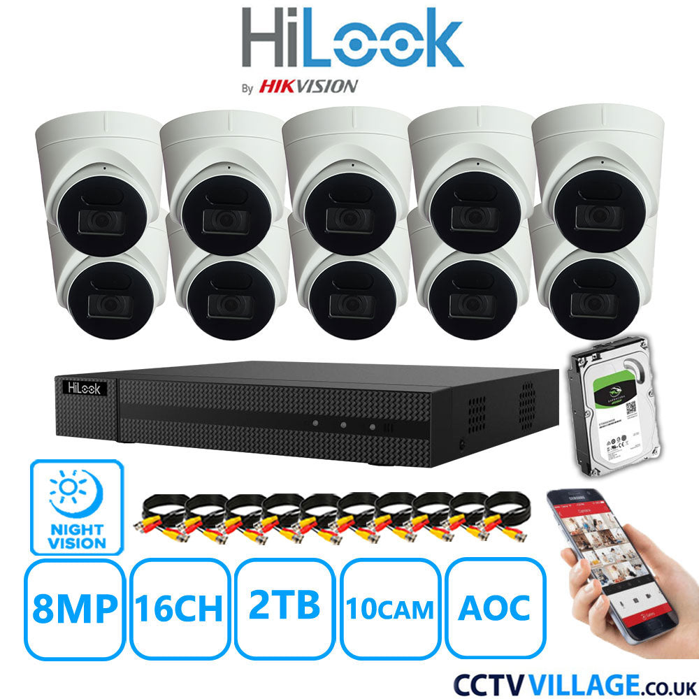 Hilook DVR 16CH and 8MP Hizone IR Night Vision Camera White Full Kit Special Offer