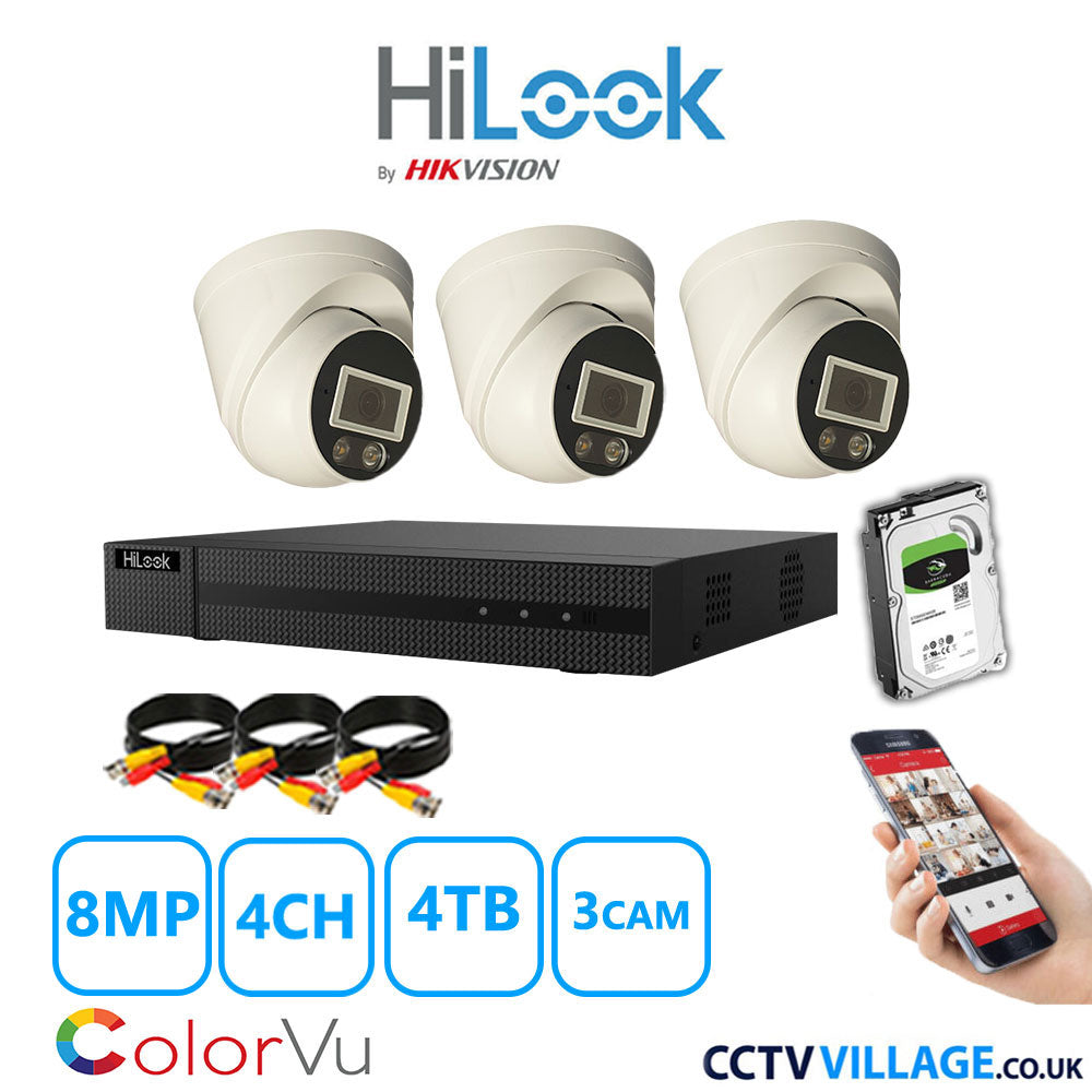 Hilook DVR 4CH and 8MP Hizone Camera White Full Kit Special Offer