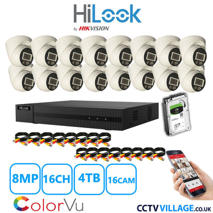 Hilook DVR 16CH and 8MP Hizone Camera White Full Kit Special Offer