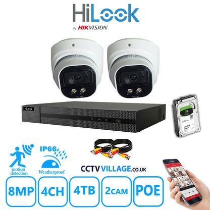 Full IP CCTV System 8MP Kit 4CH Hilook NVR Hizone White Cameras and HDD Special Offer