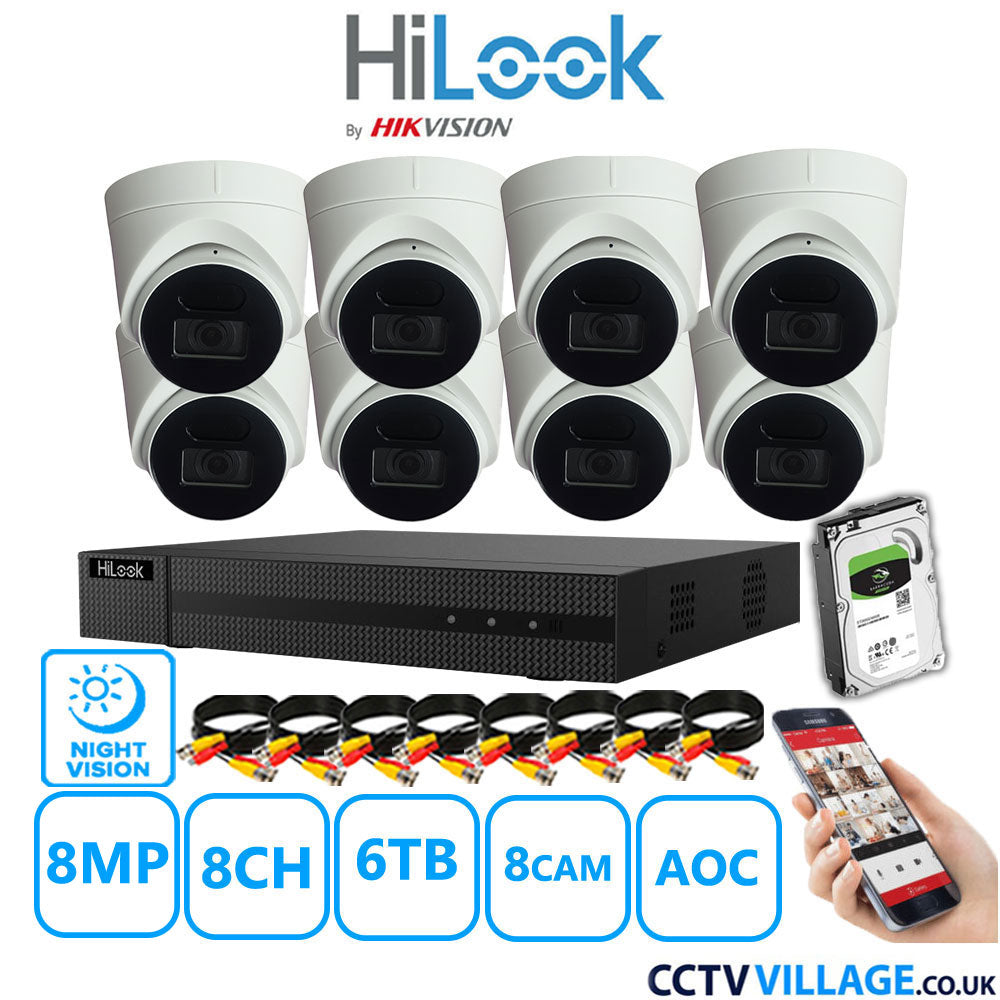 Hilook DVR 8CH and 8MP Hizone IR Night Vision Camera White Full Kit Special Offer