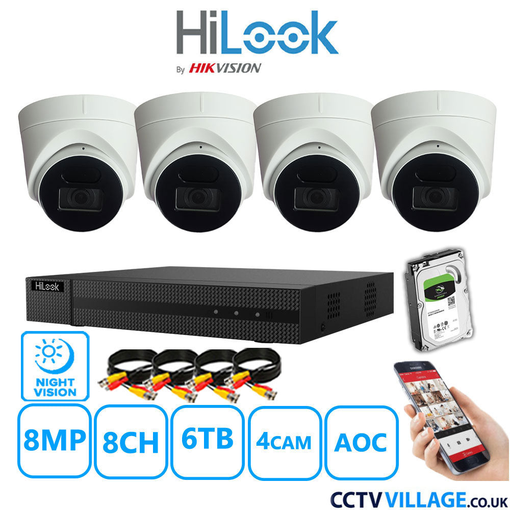 Hilook DVR 8CH and 8MP Hizone IR Night Vision Camera White Full Kit Special Offer