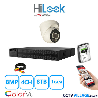 Hilook DVR 4CH and 8MP Hizone Camera White Full Kit Special Offer