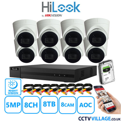 Hilook DVR 8CH and 5MP Hizone IR Night Vision Camera White Full Kit Special Offer