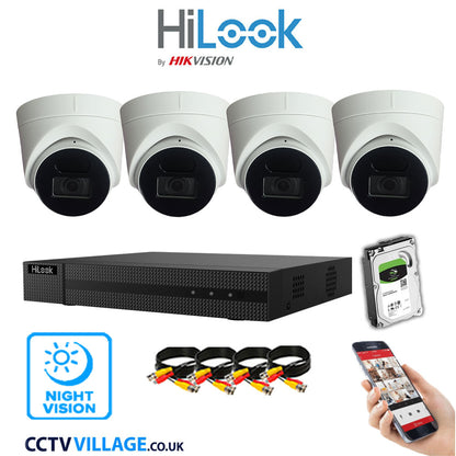 Hilook DVR 4CH and 2MP Hizone IR Night Vision Camera White Full Kit Special Offer