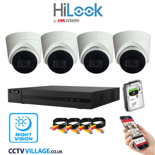 Hilook DVR 4CH and 5MP Hizone IR Night Vision Camera White Full Kit Special Offer