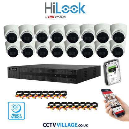 Hilook DVR 16CH and 5MP Hizone IR Night Vision Camera White Full Kit Special Offer