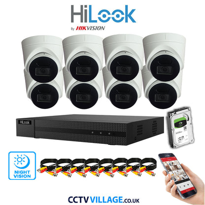 Hilook DVR 8CH and 2MP Hizone IR Night Vision Camera White Full Kit Special Offer