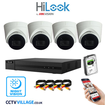 Hilook DVR 4CH and 8MP Hizone IR Night Vision Camera White Full Kit Special Offer