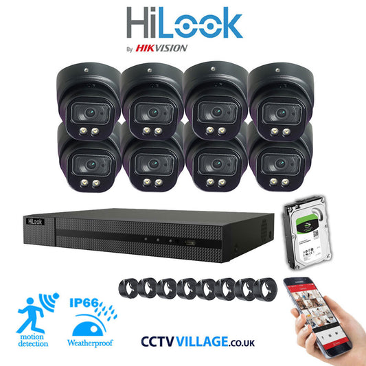 Full IP CCTV System 8MP Kit 8CH Hilook NVR Hizone Black Cameras and HDD Special Offer